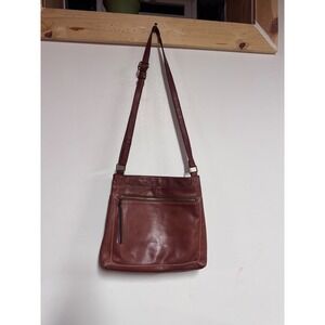 Margot New York Brown Leather Crossbody Bag Tassel Zip Pocket Adjustable Strap